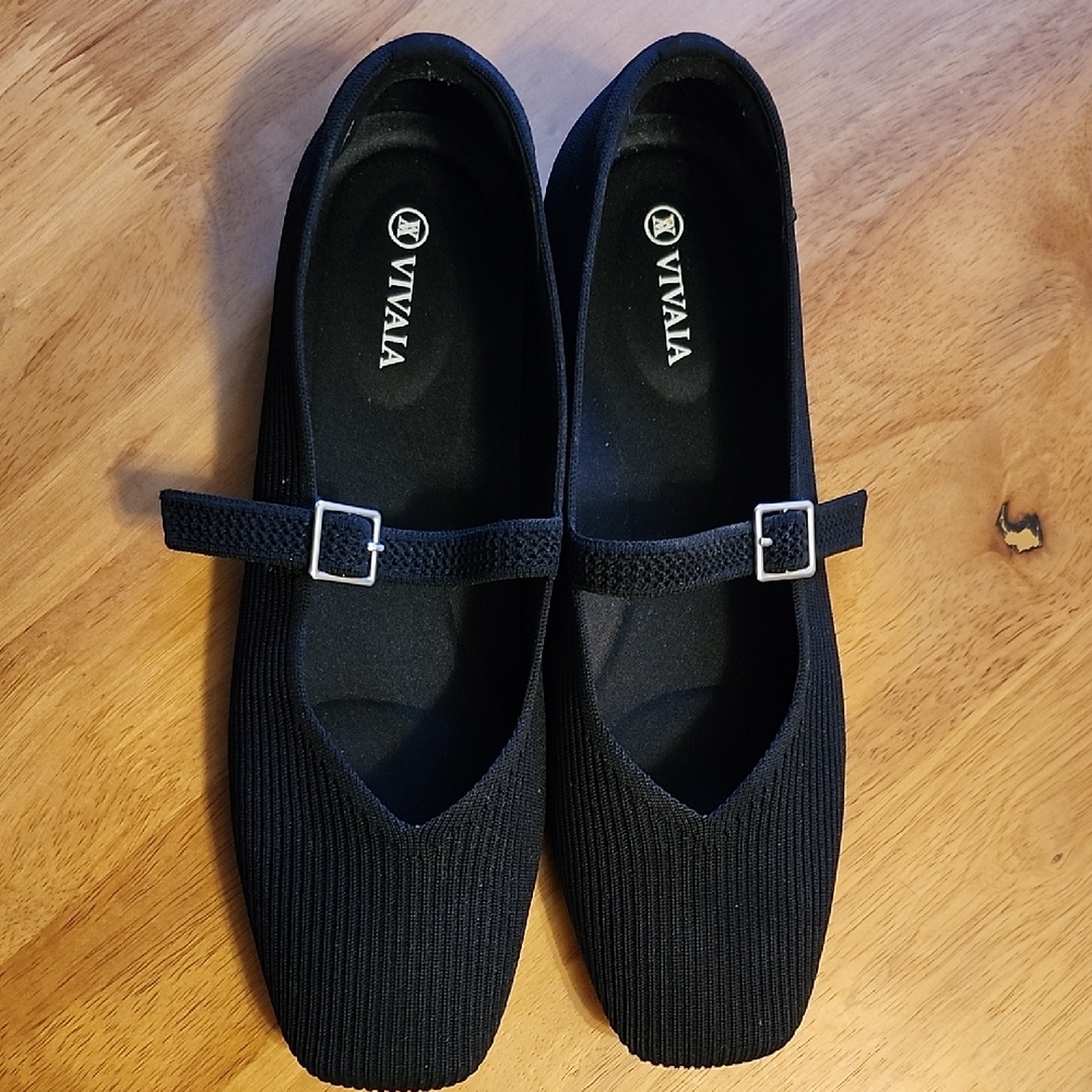 VIVAIA Black Women's Square Toe Flats